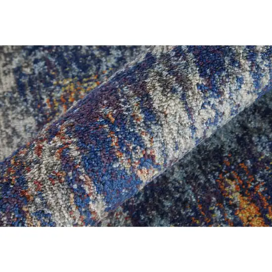 10' Abstract Power Loom Distressed Runner Rug Photo 3