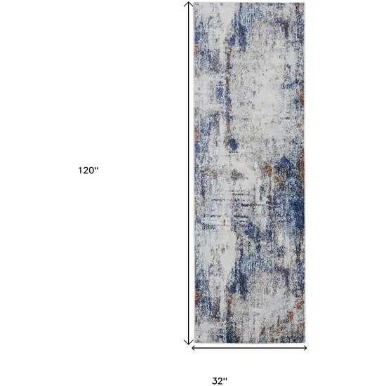 10' Abstract Power Loom Distressed Runner Rug Photo 6