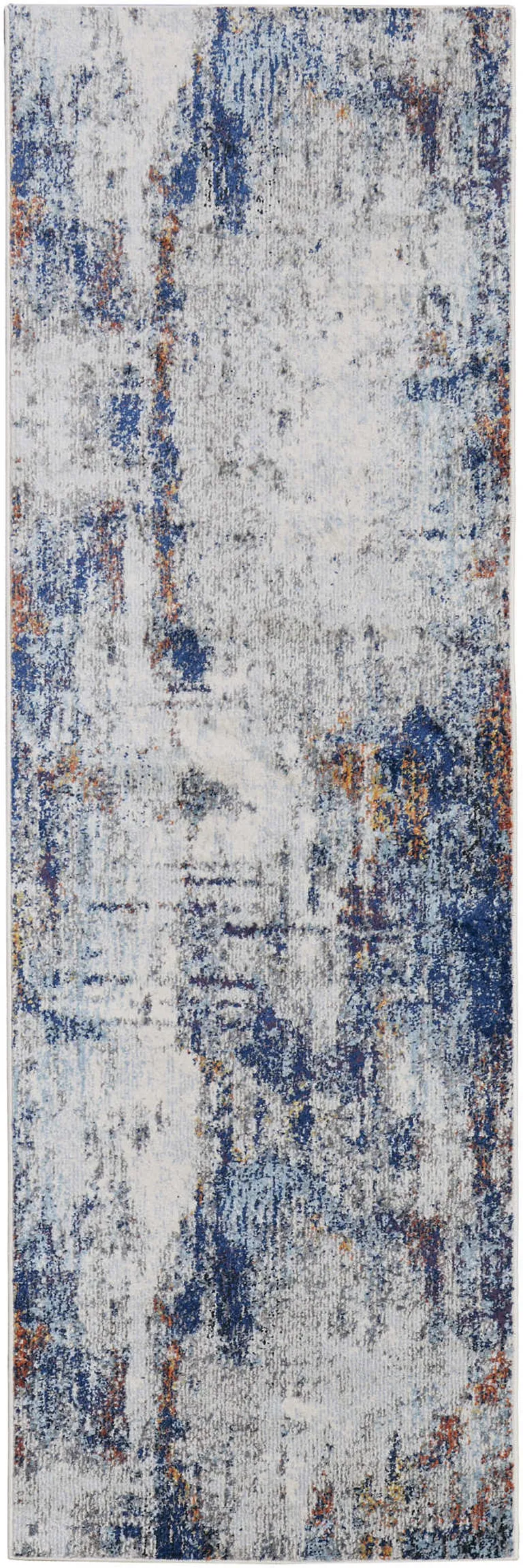 10' Abstract Power Loom Distressed Runner Rug Photo 1