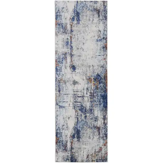 10' Abstract Power Loom Distressed Runner Rug Photo 1