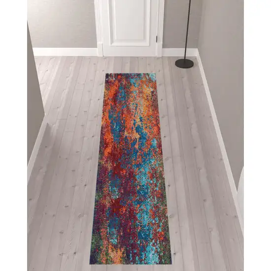 10' Abstract Power Loom Runner Rug Photo 2