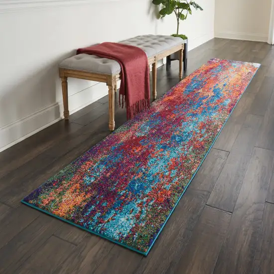 10' Abstract Power Loom Runner Rug Photo 6