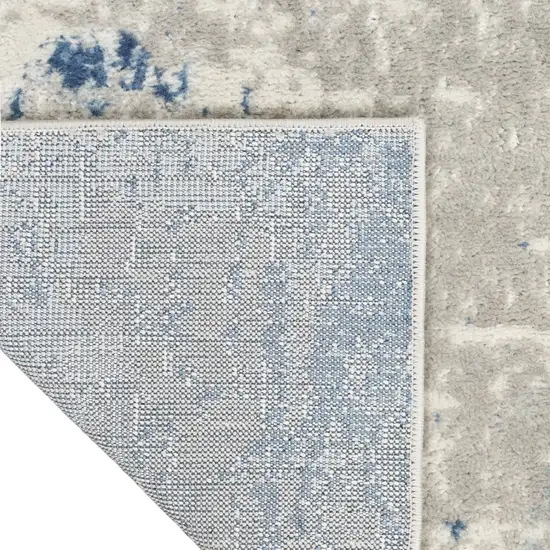 10' Blue and Gray Abstract Power Loom Runner Rug Photo 4