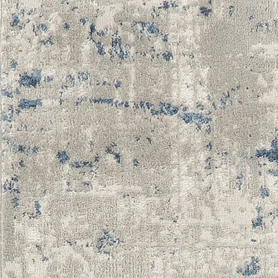 10' Blue and Gray Abstract Power Loom Runner Rug Photo 7