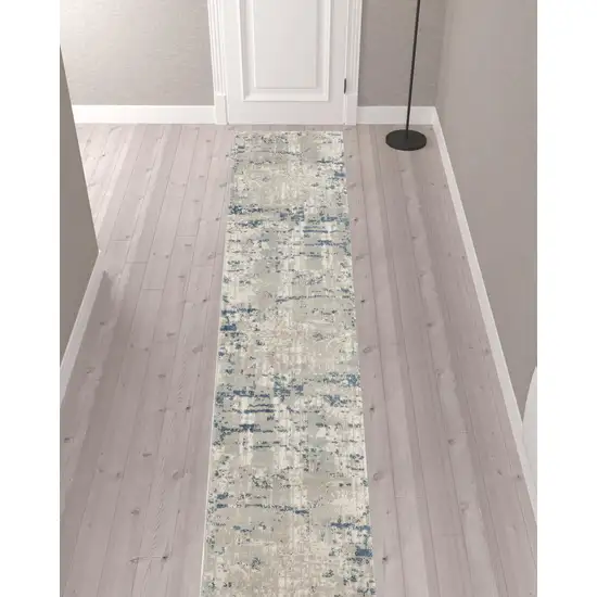 12' Abstract Power Loom Runner Rug Photo 2