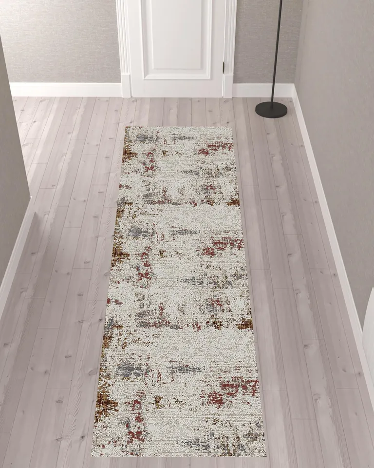 10' Abstract Power Loom Runner Rug Photo 2