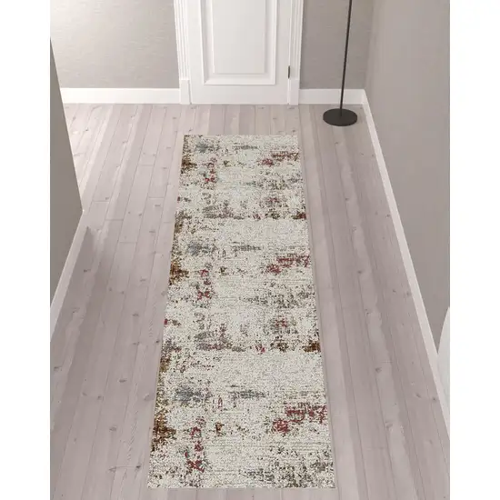 10' Abstract Power Loom Runner Rug Photo 2