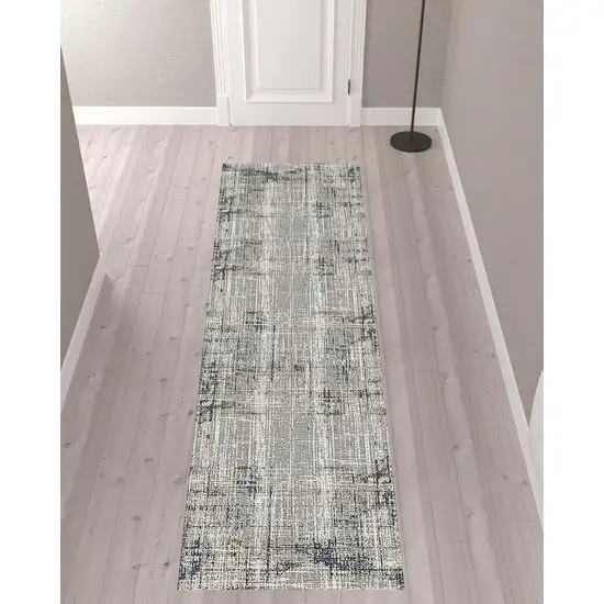 10' Abstract Power Loom Runner Rug Photo 2