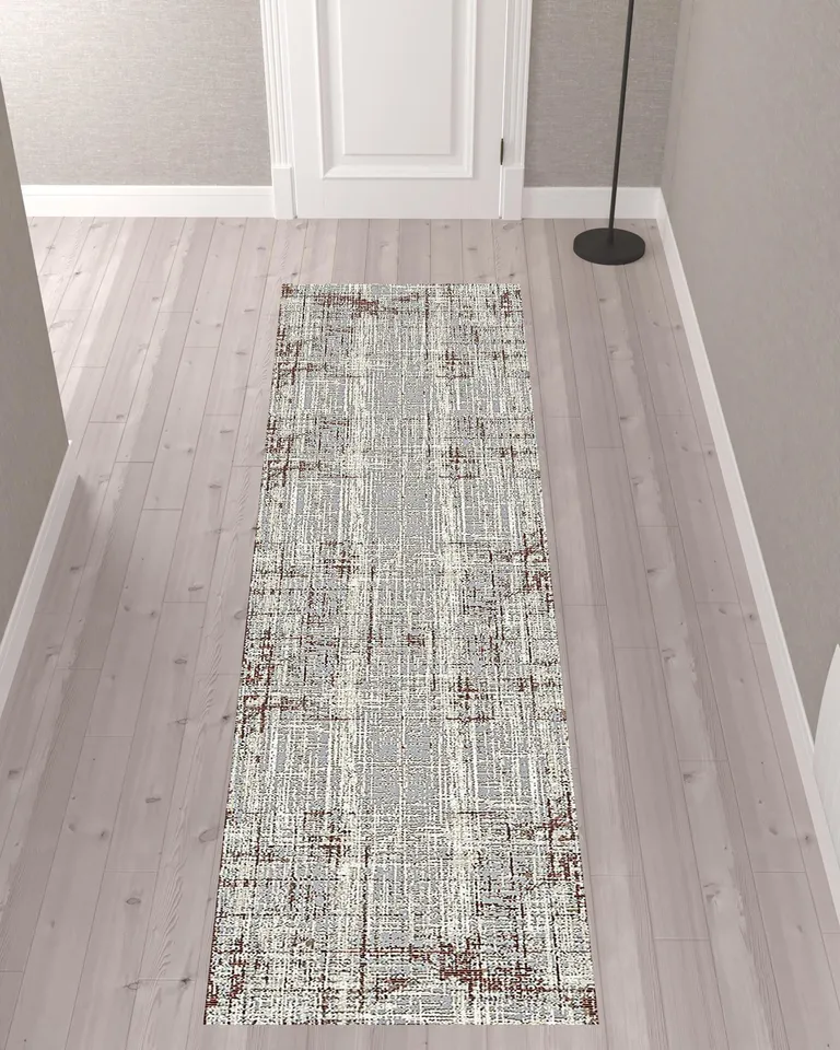 10' Abstract Power Loom Runner Rug Photo 2