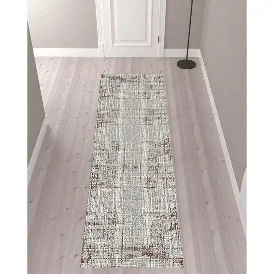 10' Abstract Power Loom Runner Rug Photo 2