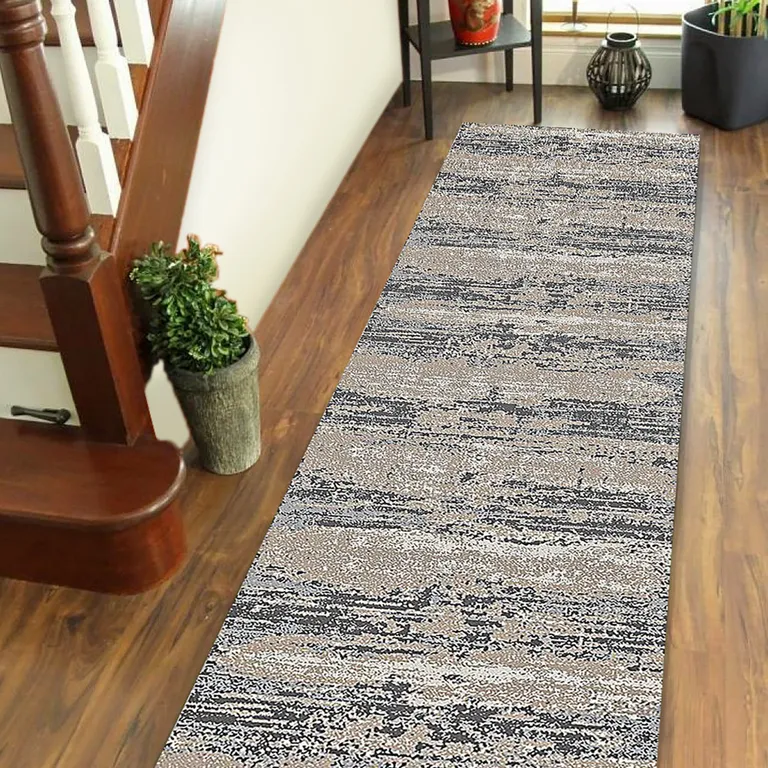 10' Abstract Power Loom Runner Rug Photo 5