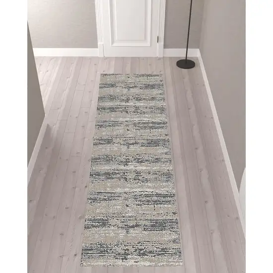 10' Abstract Power Loom Runner Rug Photo 2