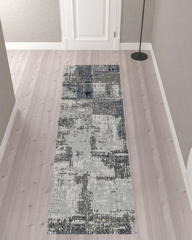 10' Abstract Power Loom Runner Rug Photo 2