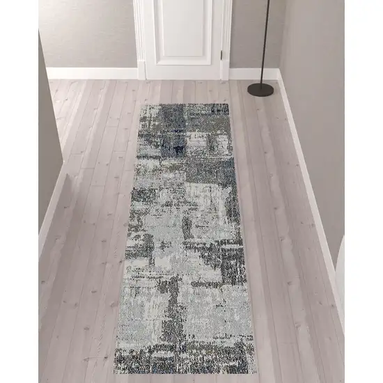 10' Abstract Power Loom Runner Rug Photo 2