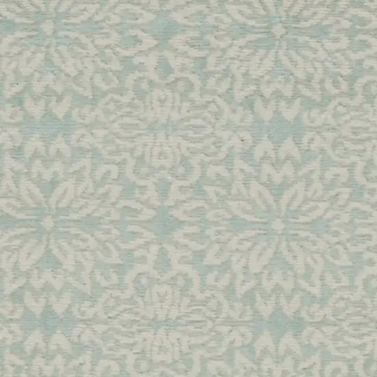 7' Aqua Floral Power Loom Runner Rug Photo 8