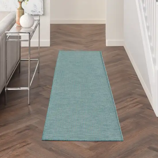 8' Aqua Power Loom Runner Rug Photo 4