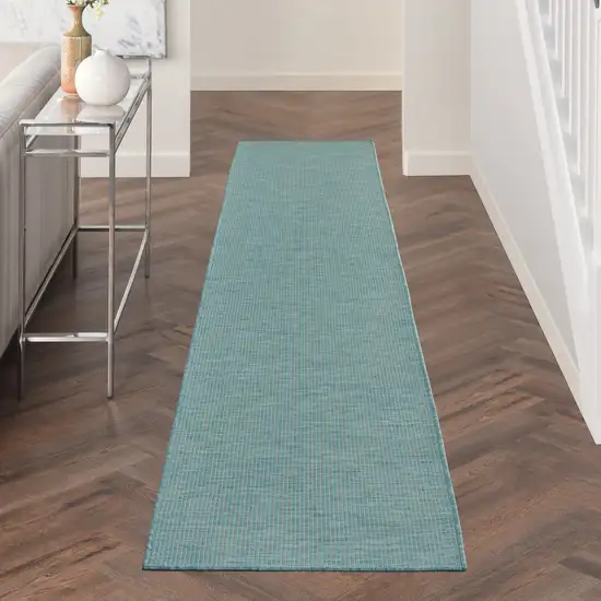 12' Aqua Power Loom Runner Rug Photo 5