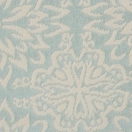 5' Aqua Round Floral Power Loom Area Rug Photo 9