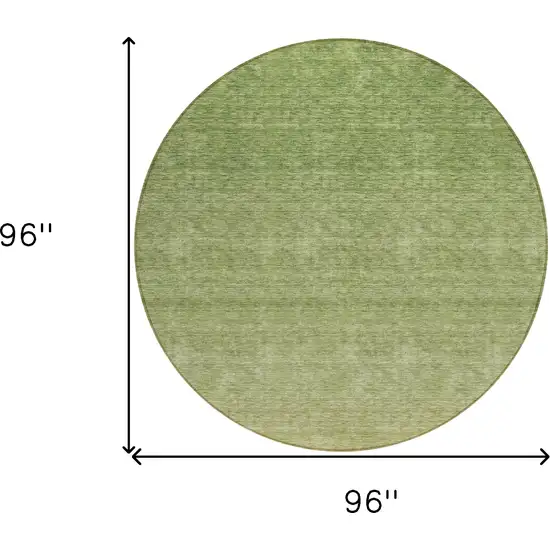 8' Artichoke Green And Fern Green Round Ombre Washable Indoor Outdoor Area Rug Photo 3