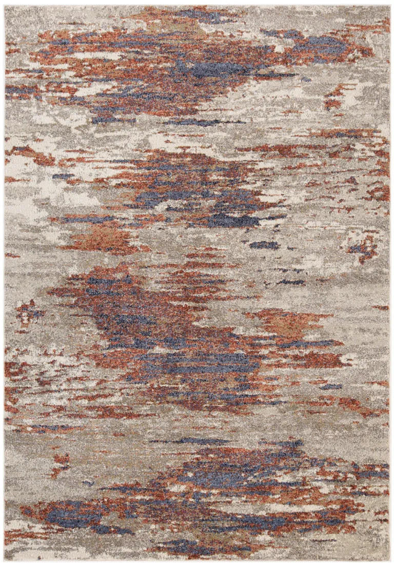 10' Beige Abstract Power Loom Runner Rug Photo 1