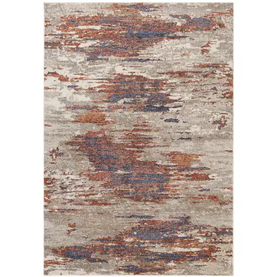 10' Beige Abstract Power Loom Runner Rug Photo 1