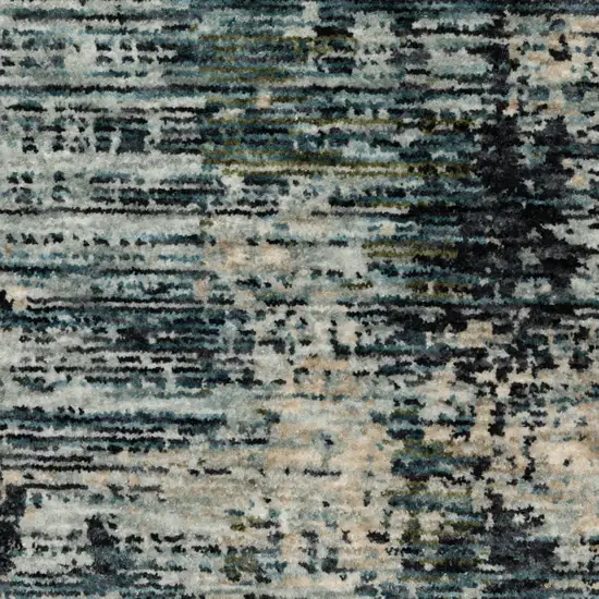 8' Beige And Blue Abstract Runner Rug With Fringe Photo 8