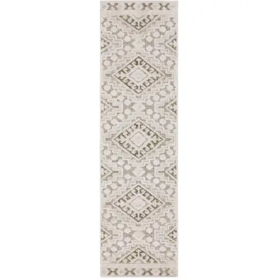 8' Beige And Brown Tribal Runner Rug Photo 1