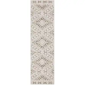 Photo of 8' Beige And Brown Tribal Runner Rug