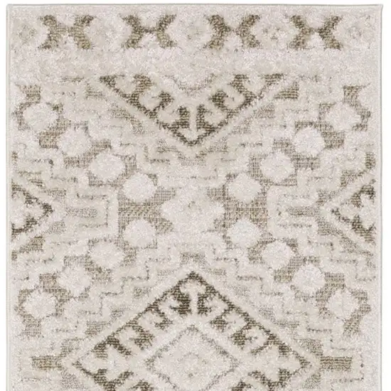 8' Beige And Brown Tribal Runner Rug Photo 2