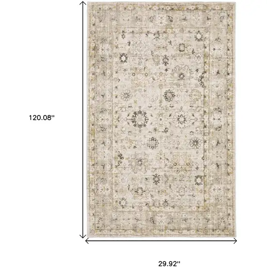 10' Beige And Gold Oriental Hand Tufted Runner Rug Photo 3