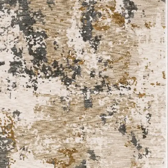 8' Beige And Gray Abstract Runner Rug With Fringe Photo 8