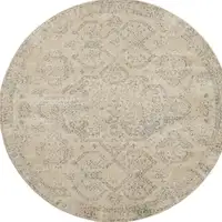 Photo of 8' Beige And Gray Geometric Distressed Round Rug