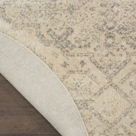 8' Beige And Gray Geometric Distressed Round Rug Photo 9