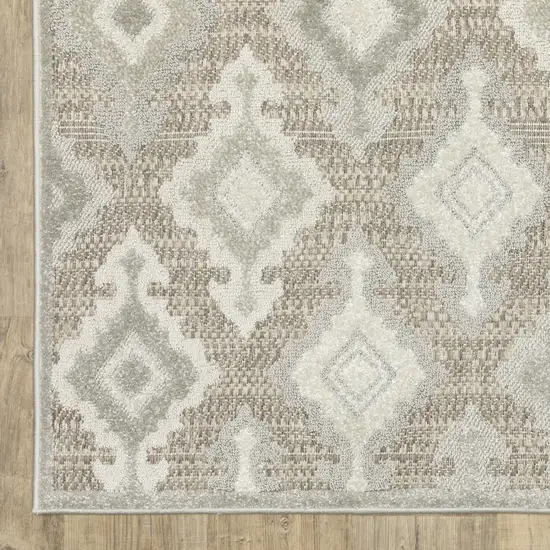 8' Beige And Gray Oriental Runner Rug Photo 5