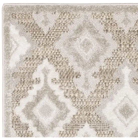 8' Beige And Gray Oriental Runner Rug Photo 7