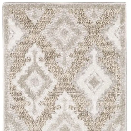 8' Beige And Gray Oriental Runner Rug Photo 6