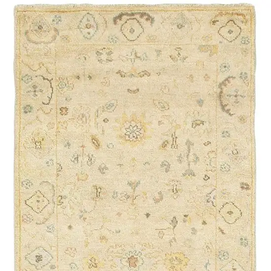 10' Beige And Gray Wool Oriental Hand Knotted Runner Rug Photo 4