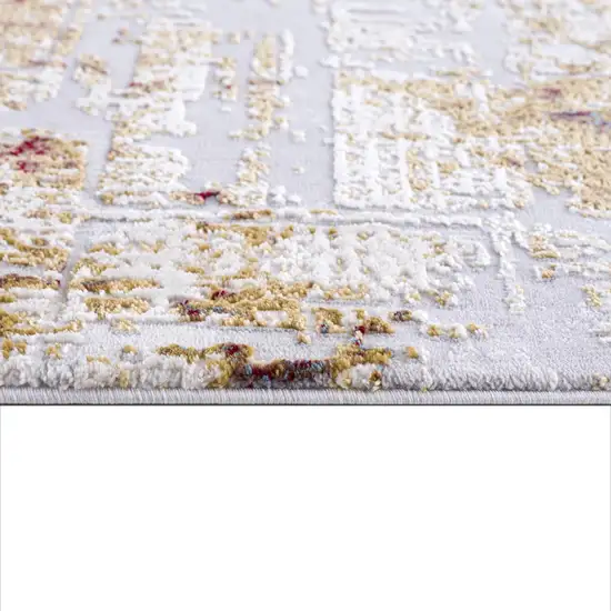 15' Beige And Ivory Abstract Runner Rug Photo 7