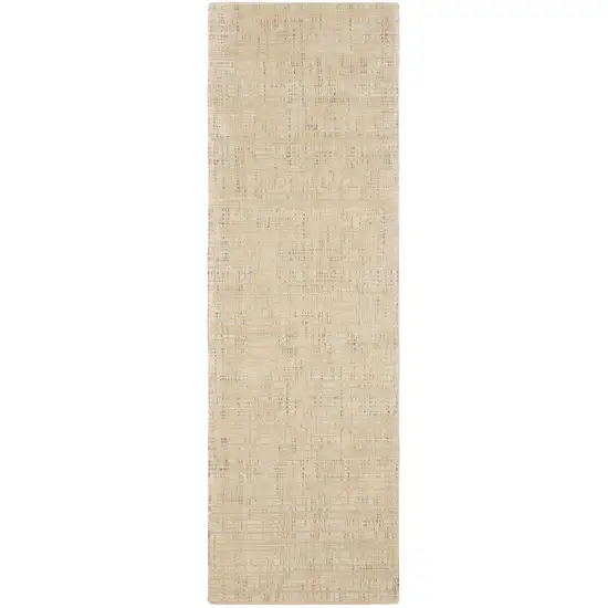 8' Beige And Ivory Striped Hand Tufted Runner Rug Photo 2