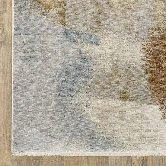 8' Beige And Rust Abstract Runner Rug With Fringe Photo 7