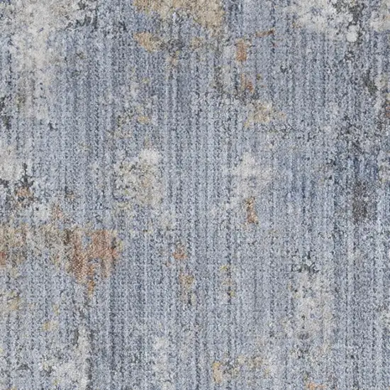 8' Beige Blue and Gray Abstract Runner Rug With Fringe Photo 7