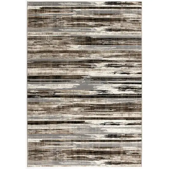 7' Beige Brown and Gray Abstract Distressed Round Rug Photo 4