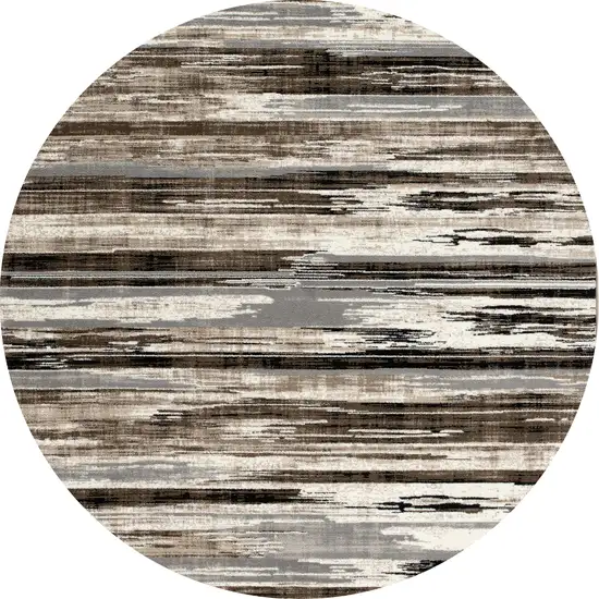 7' Beige Brown and Gray Abstract Distressed Round Rug Photo 2