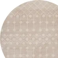 Photo of 4' Beige Geometric Power Loom Round Rug