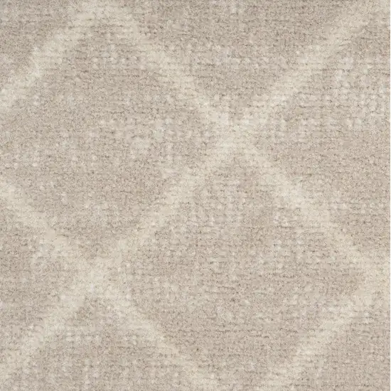 10' Beige Geometric Power Loom Runner Rug Photo 9