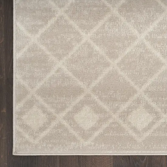 10' Beige Geometric Power Loom Runner Rug Photo 5