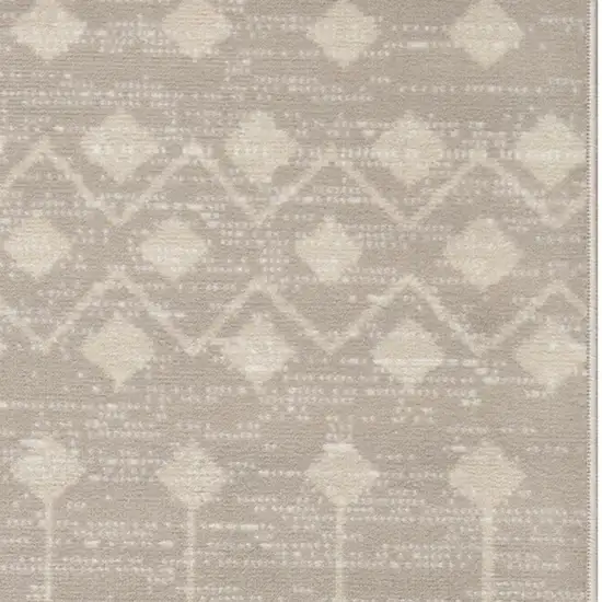 10' Beige Geometric Power Loom Runner Rug Photo 6