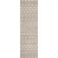 Photo of 12' Beige Geometric Power Loom Runner Rug