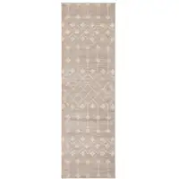 Photo of 6' Beige Geometric Power Loom Runner Rug