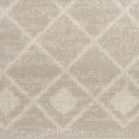 6' Beige Geometric Power Loom Runner Rug Photo 8